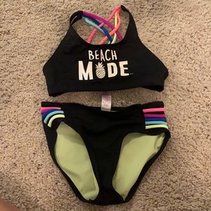 Swimsuit,black and rainbow, size 6